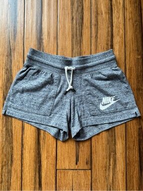 Nike Women's Heather Gray Athletic Shorts with White Logo
